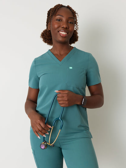 GABRIELLE RE-GARDE™ - LAGOON BLUE - One Pocket Scrub Top - SILVADUR™
