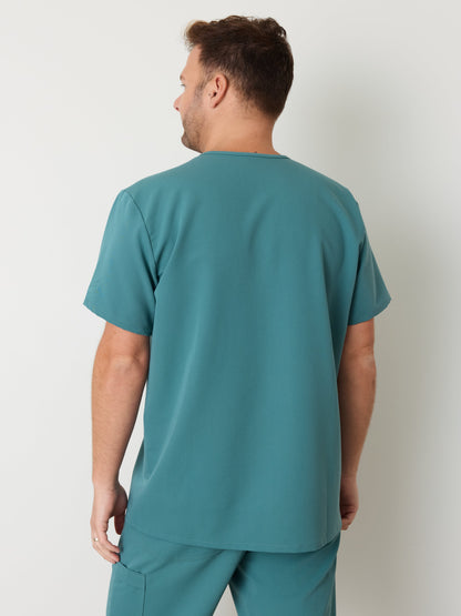 LOGAN RE-GARDE™ - LAGOON BLUE - One Pocket Men's Scrub Top - SILVADUR™