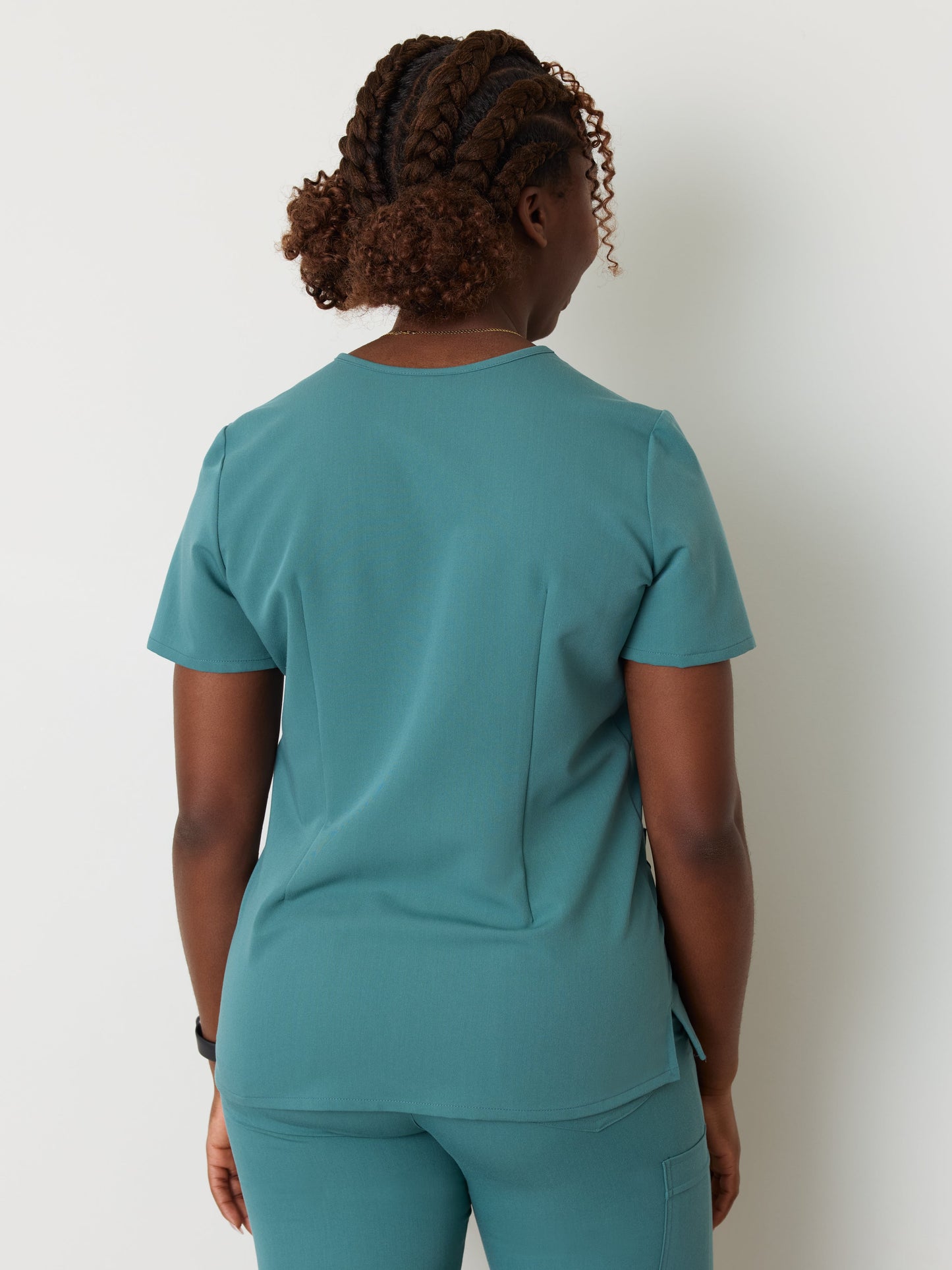 CHLOE RE-GARDE™ - LAGOON BLUE - Three Pockets Scrub Top - SILVADUR™