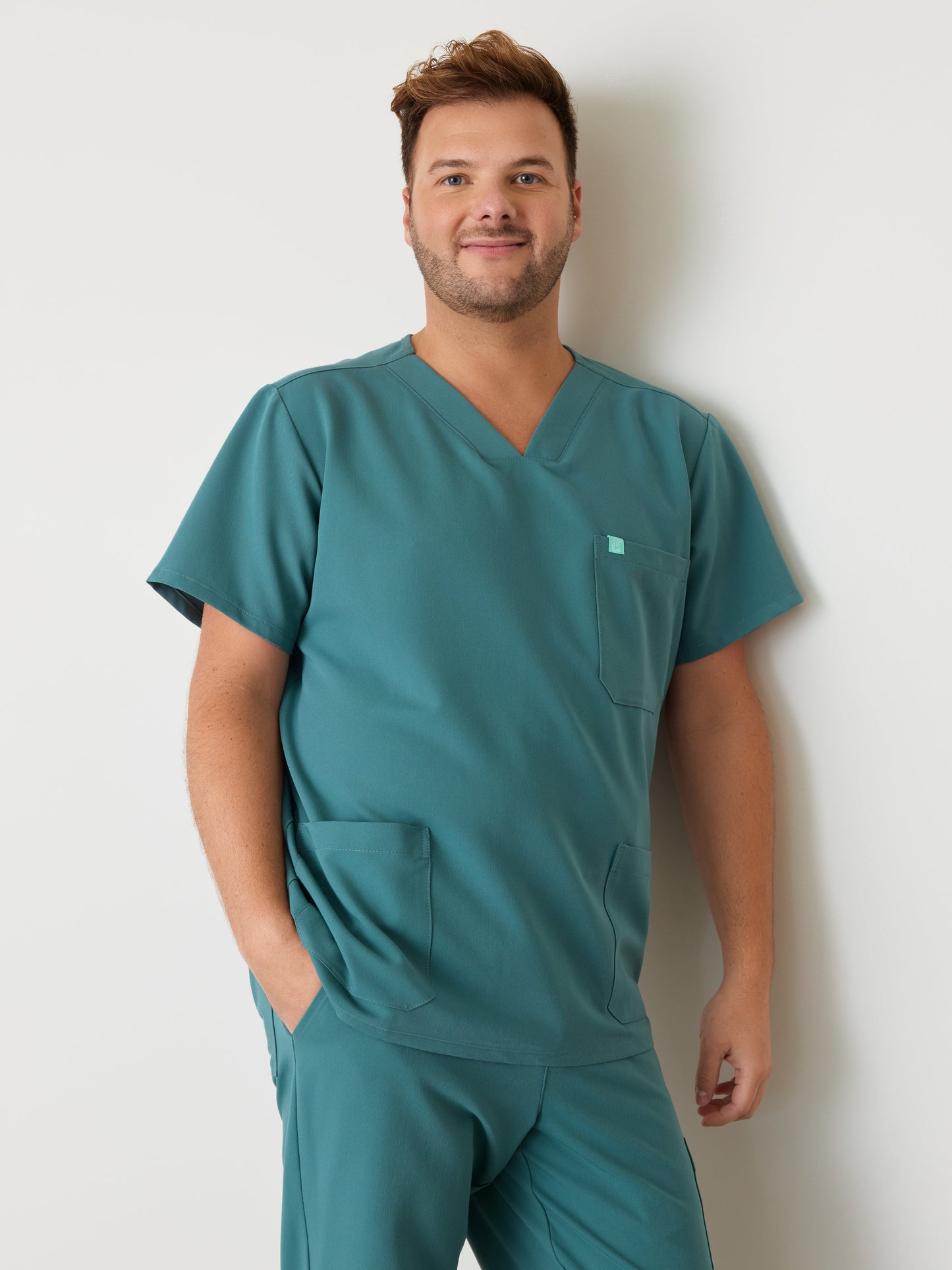 ZACK RE-GARDE™ - LAGOON BLUE - Three Pockets Men's Scrub Top - SILVADUR™