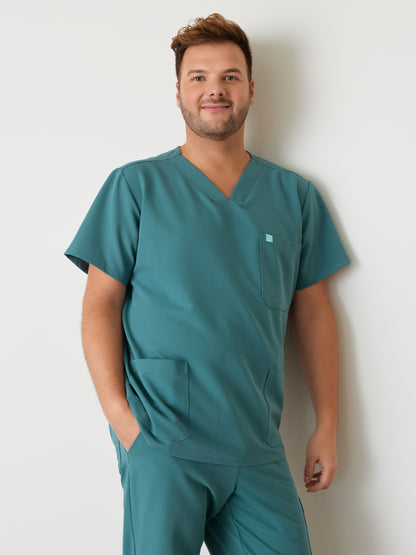 ZACK RE-GARDE™ - LAGOON BLUE - Three Pockets Men's Scrub Top - SILVADUR™