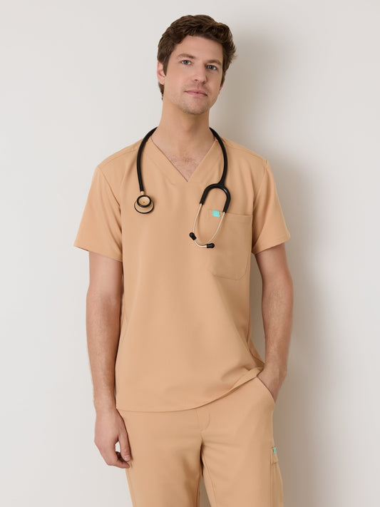 LOGAN RE-GARDE™ - SPICED EARTH - One Pocket Men's Scrub Top - SILVADUR™