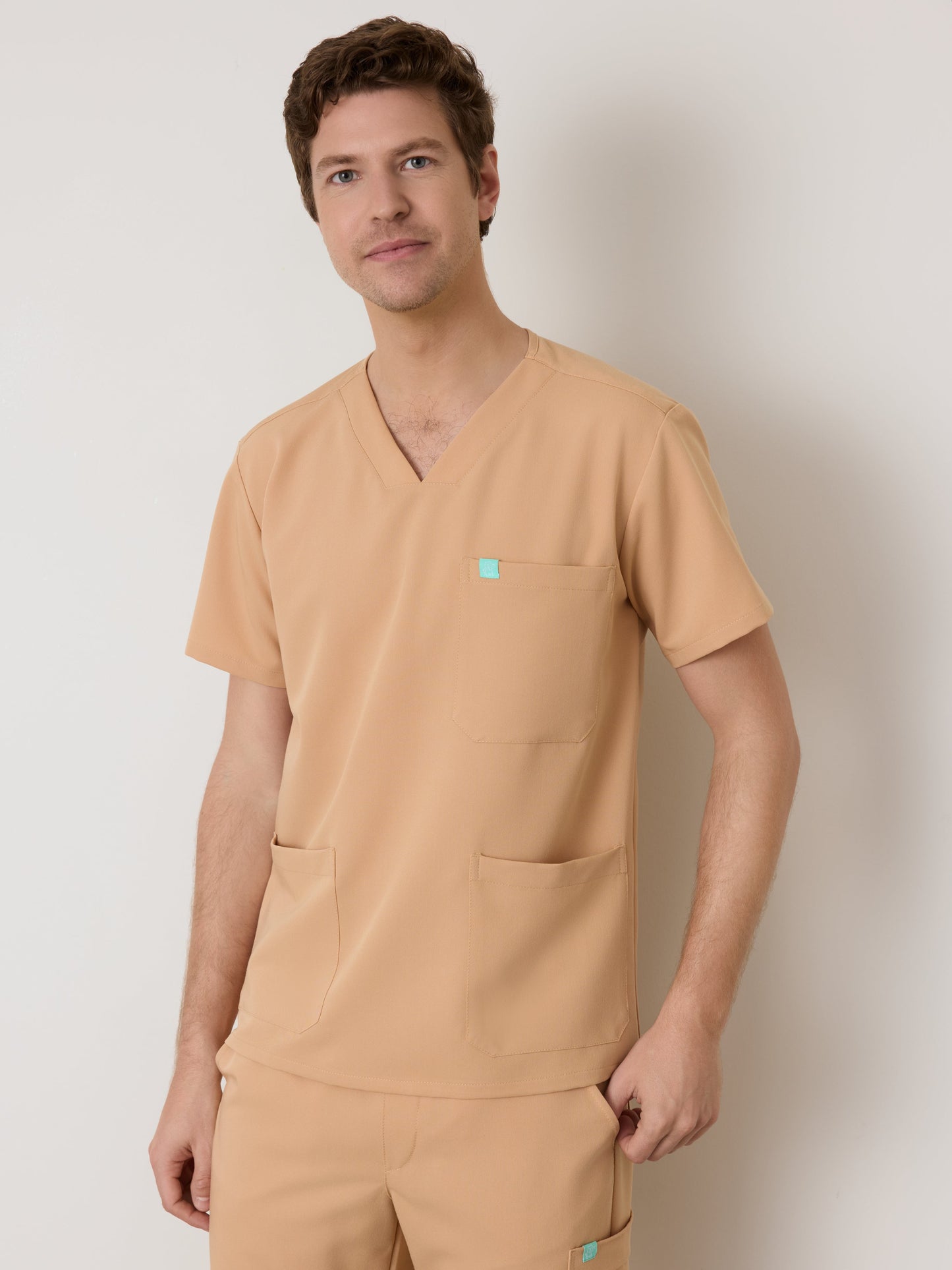 ZACK RE-GARDE™ - SPICED EARTH - Three Pockets Men's Scrub Top - SILVADUR™
