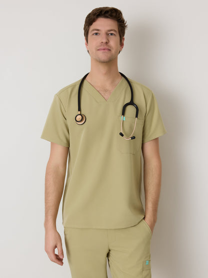 LOGAN RE-GARDE™ - SAGE - One Pocket Men's Scrub Top - SILVADUR™