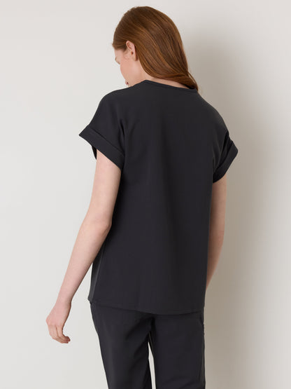 HALLI RE-GARDE™ - CHARCOAL - Loose Fit Scrub Top - SILVADUR™