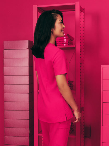 GABRIELLE RE-GARDE™ - VIBRANT FUCHSIA - One Pocket Scrub Top - SILVADUR™