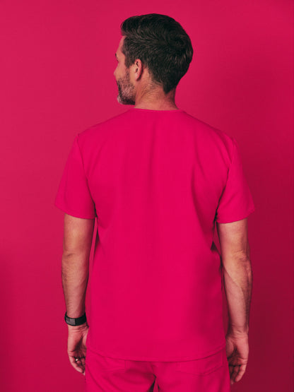 ZACK RE-GARDE™ - VIBRANT FUCHSIA - Three Pockets Men's Scrub Top - SILVADUR™