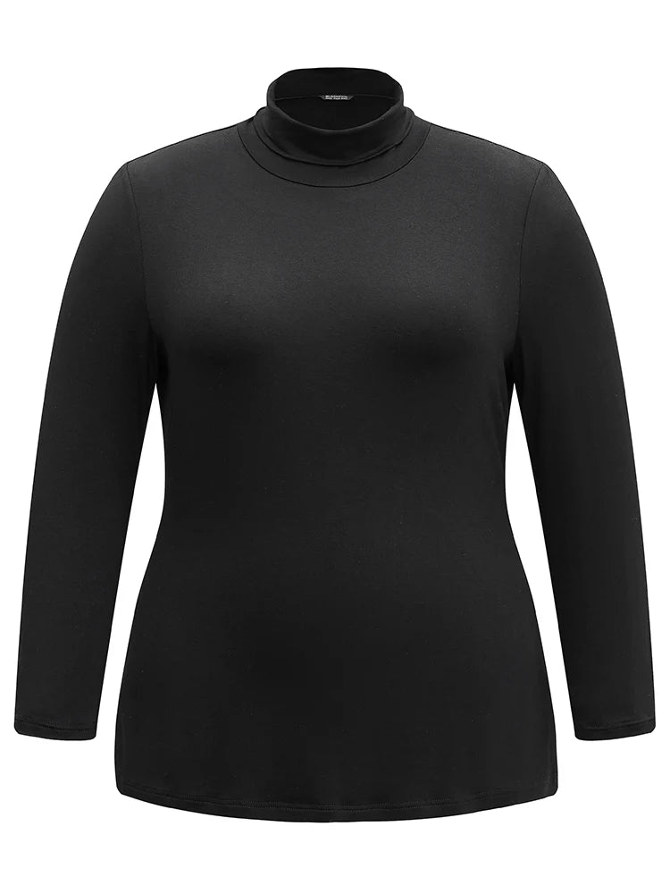 Supersoft Essentials Solid Funnel Neck Knit T-shirt