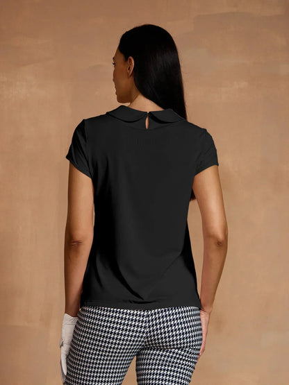 More Than Basic Cap Sleeve Peter Pan Collar Polo