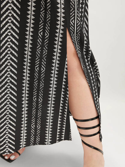 Solid Geometric Dolman Sleeve Pocket Shirred Split Hem Dress