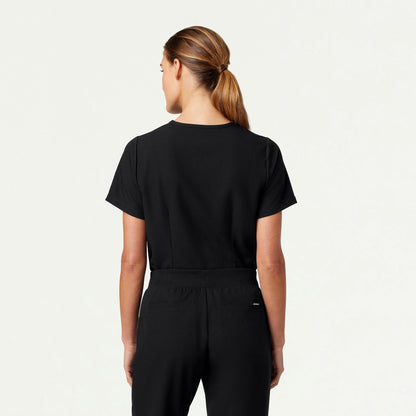 Rhena Essential 1-Pocket Scrub Top - Black