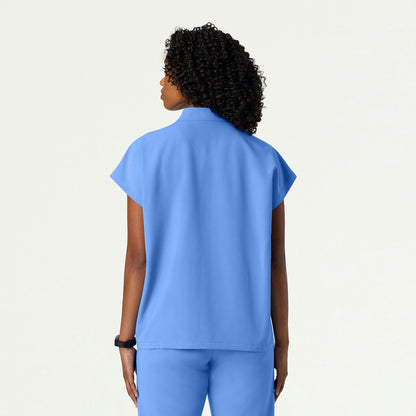 Aris Oversized 2-Pocket Scrub Top - Ceil Blue