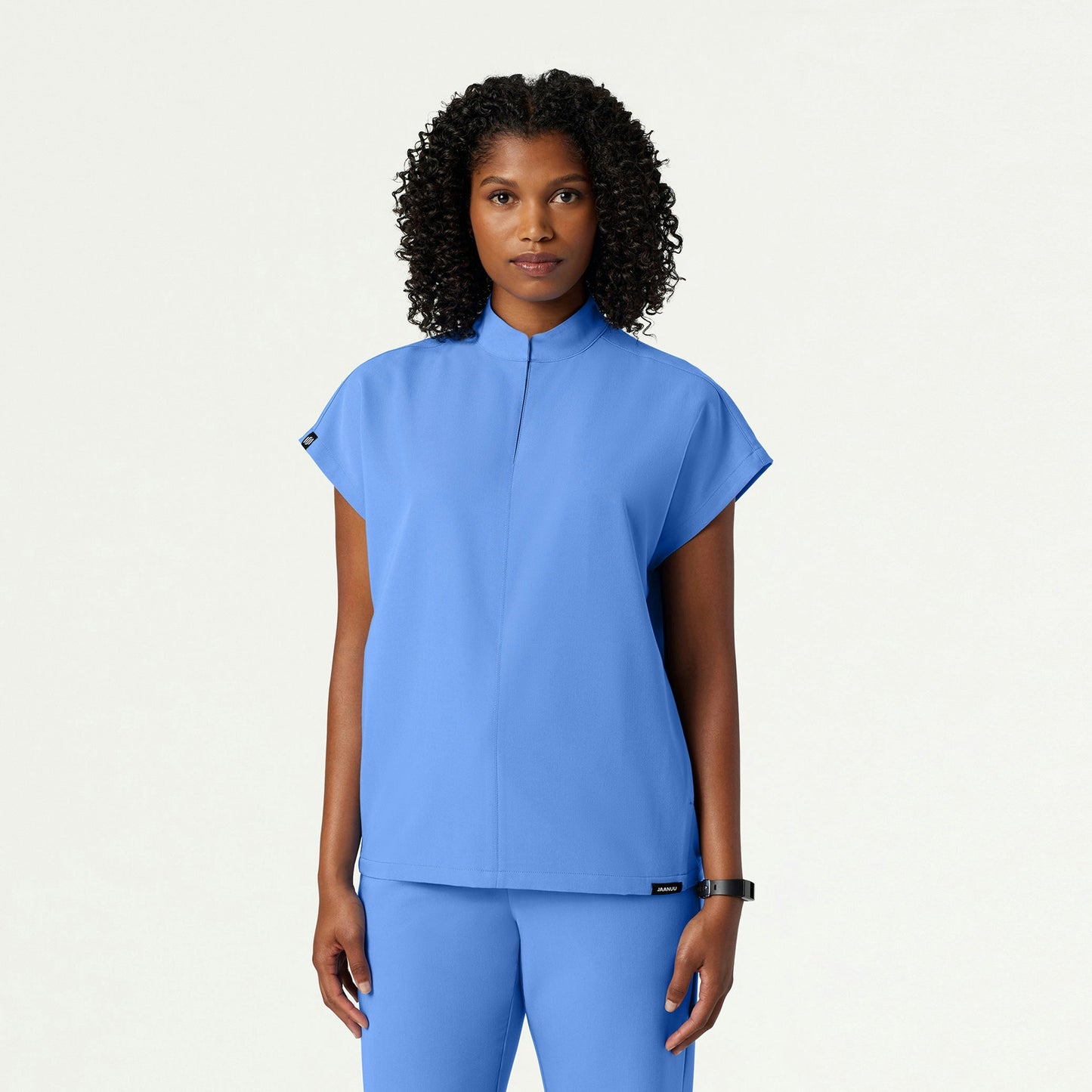 Aris Oversized 2-Pocket Scrub Top - Ceil Blue