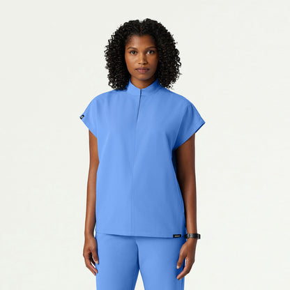 Aris Oversized 2-Pocket Scrub Top - Ceil Blue
