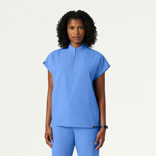 Aris Oversized 2-Pocket Scrub Top - Ceil Blue