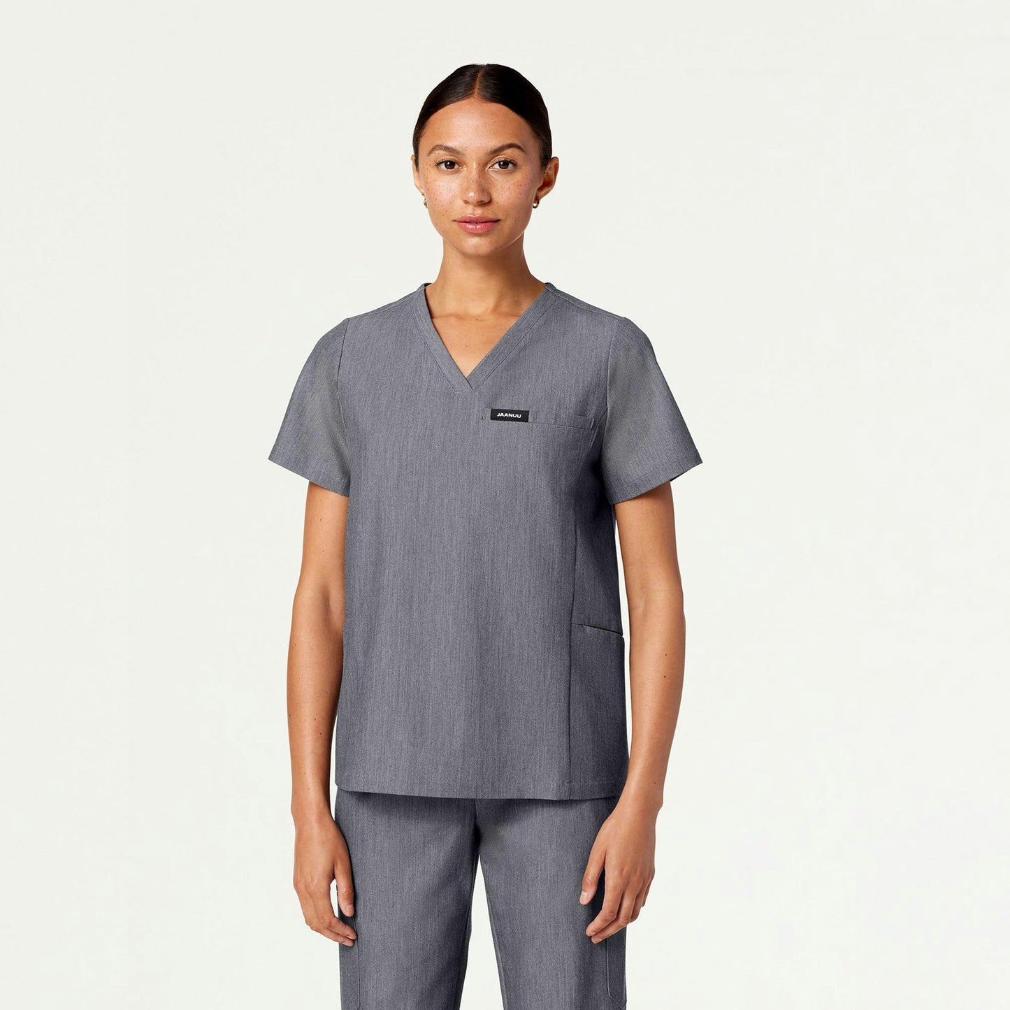Magna 3-Pocket Scrub Top - Heather Gray