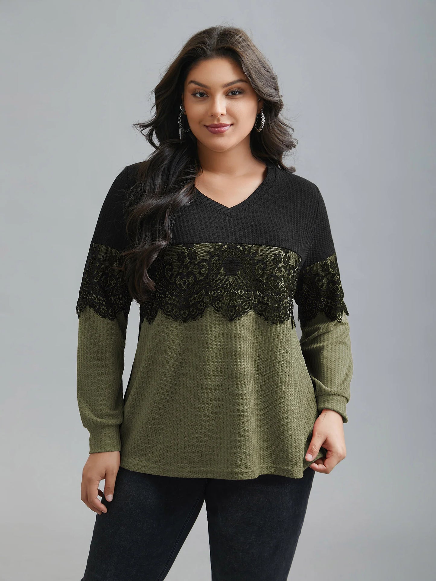 Crochet Lace Mesh Contrast Patchwork Top