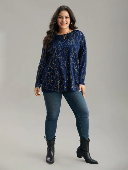 Polka Dot Contrast Round Neck T-shirt