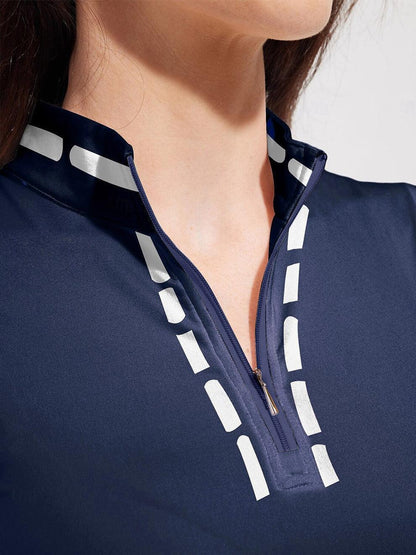 Playful Nautical Golf Shirt Quarterzip UPF50+