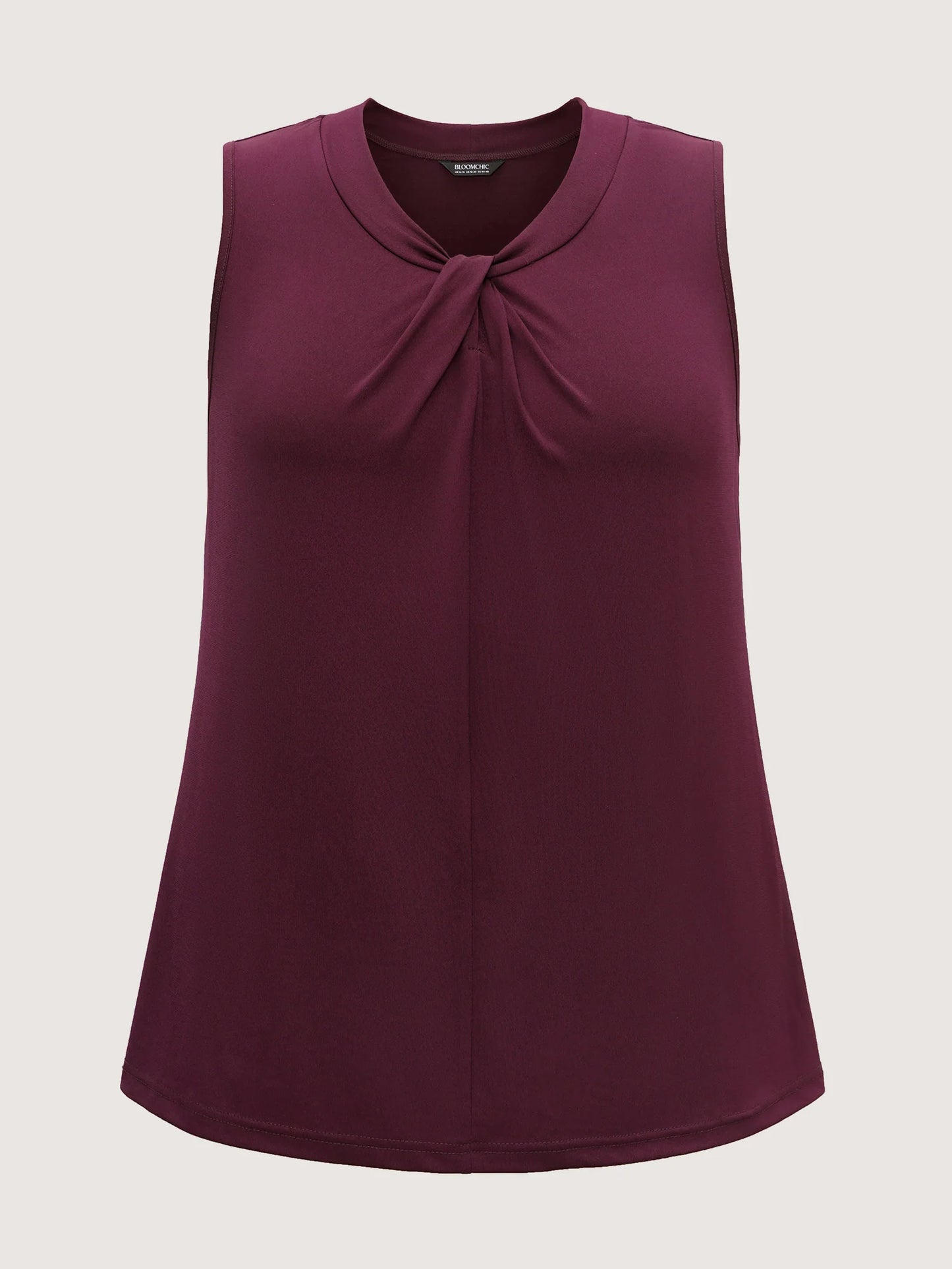Solid Asymmetrical Neck Twist Front Tank Top