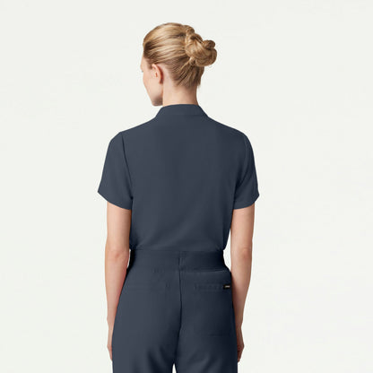 Savi Tuck-In Stand-Collar Scrub Top - Carbon Gray