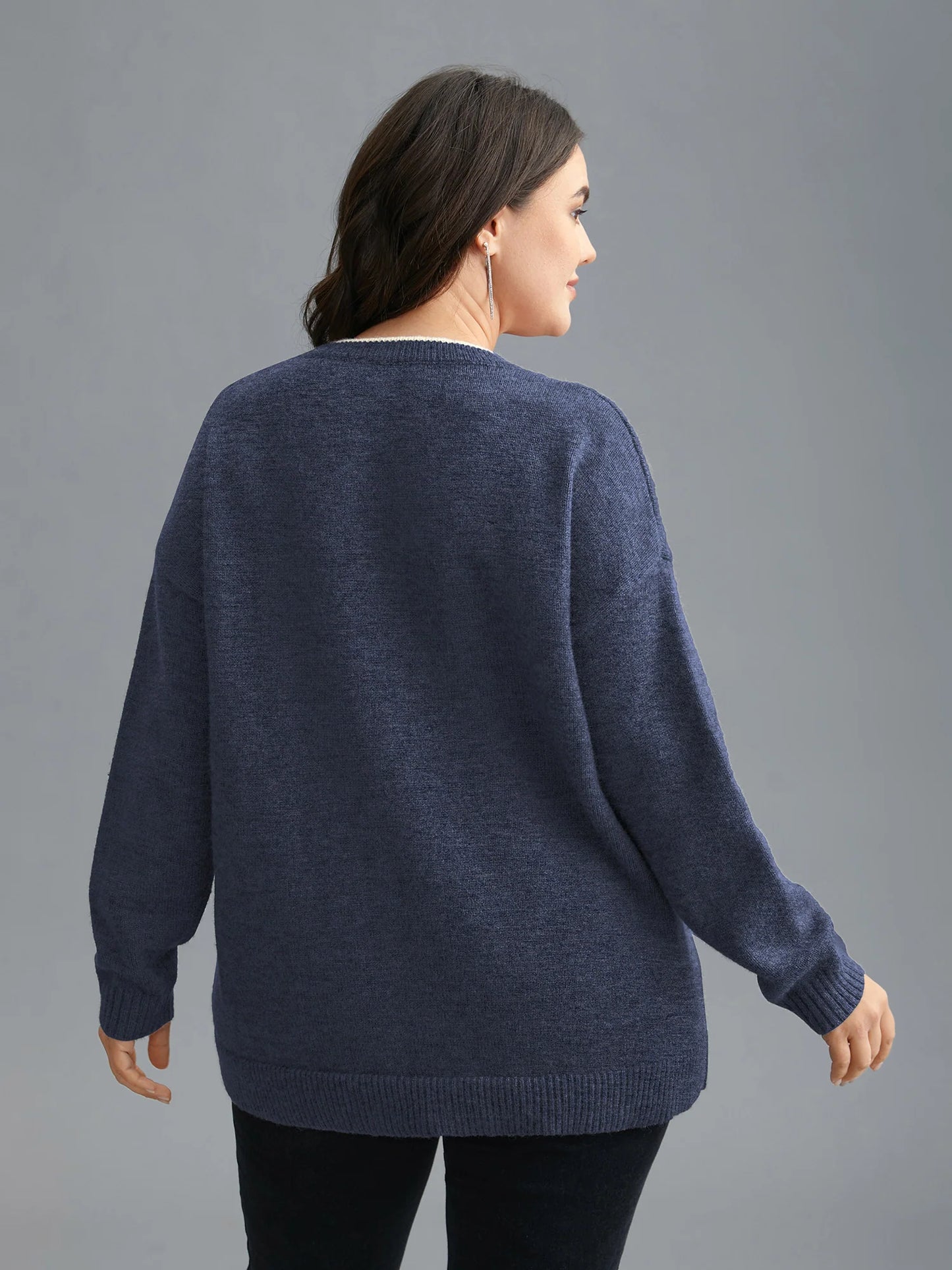 Floral Textured Crew Neck Pullover