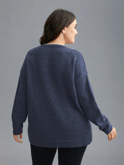 Floral Textured Crew Neck Pullover