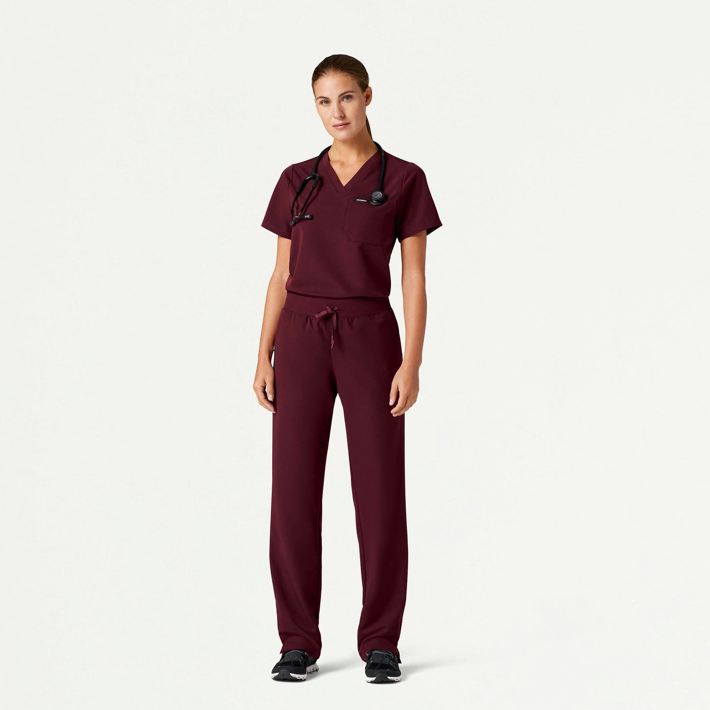 Xenos Essential Knit-Waist Scrub Pant - Burgundy