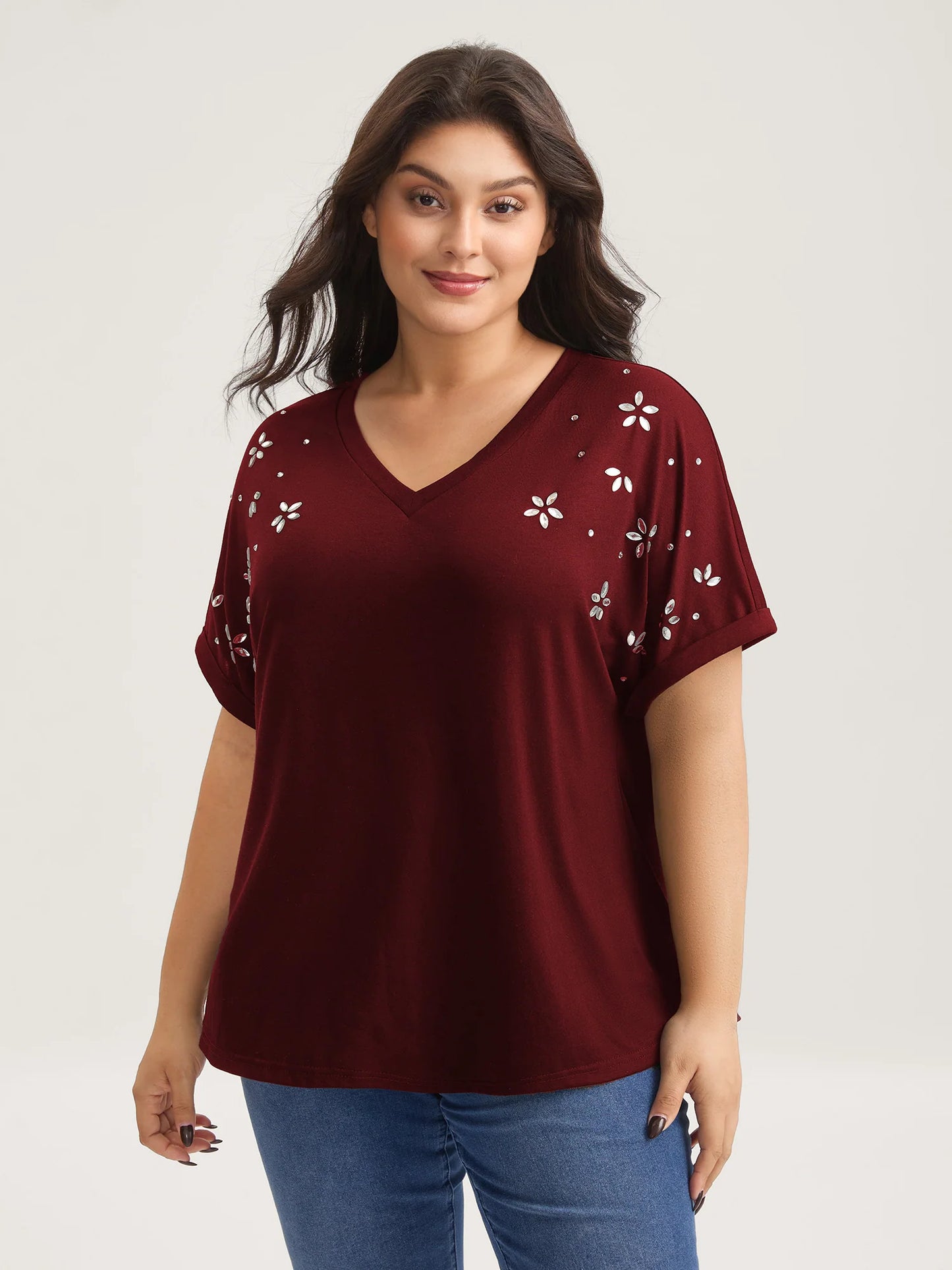 Supersoft Stretchy Zirconia Design T-Shirt