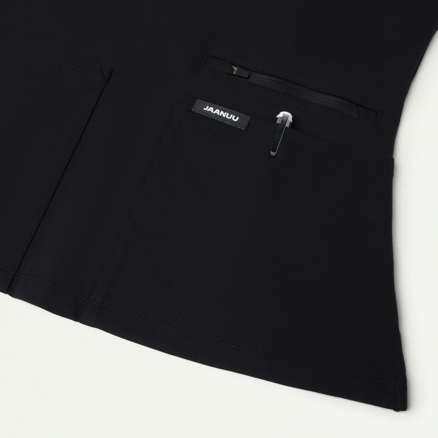 Kass Slim 4-Pocket UltraSOFT Scrub Top - Black