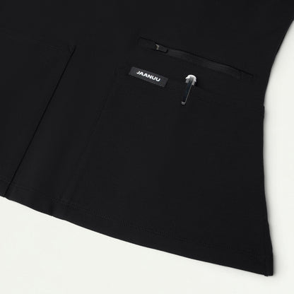 Kass Slim 4-Pocket UltraSOFT Scrub Top - Black