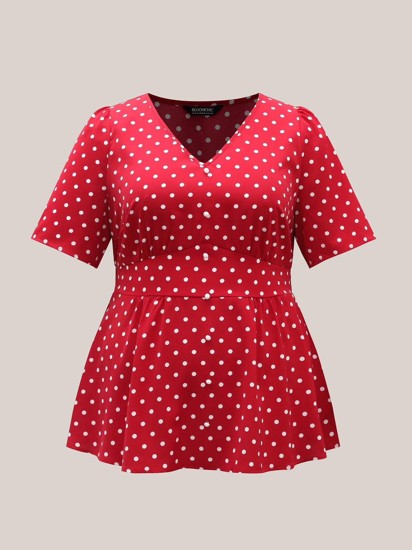 Polka Dots Shirred Waist Blouse