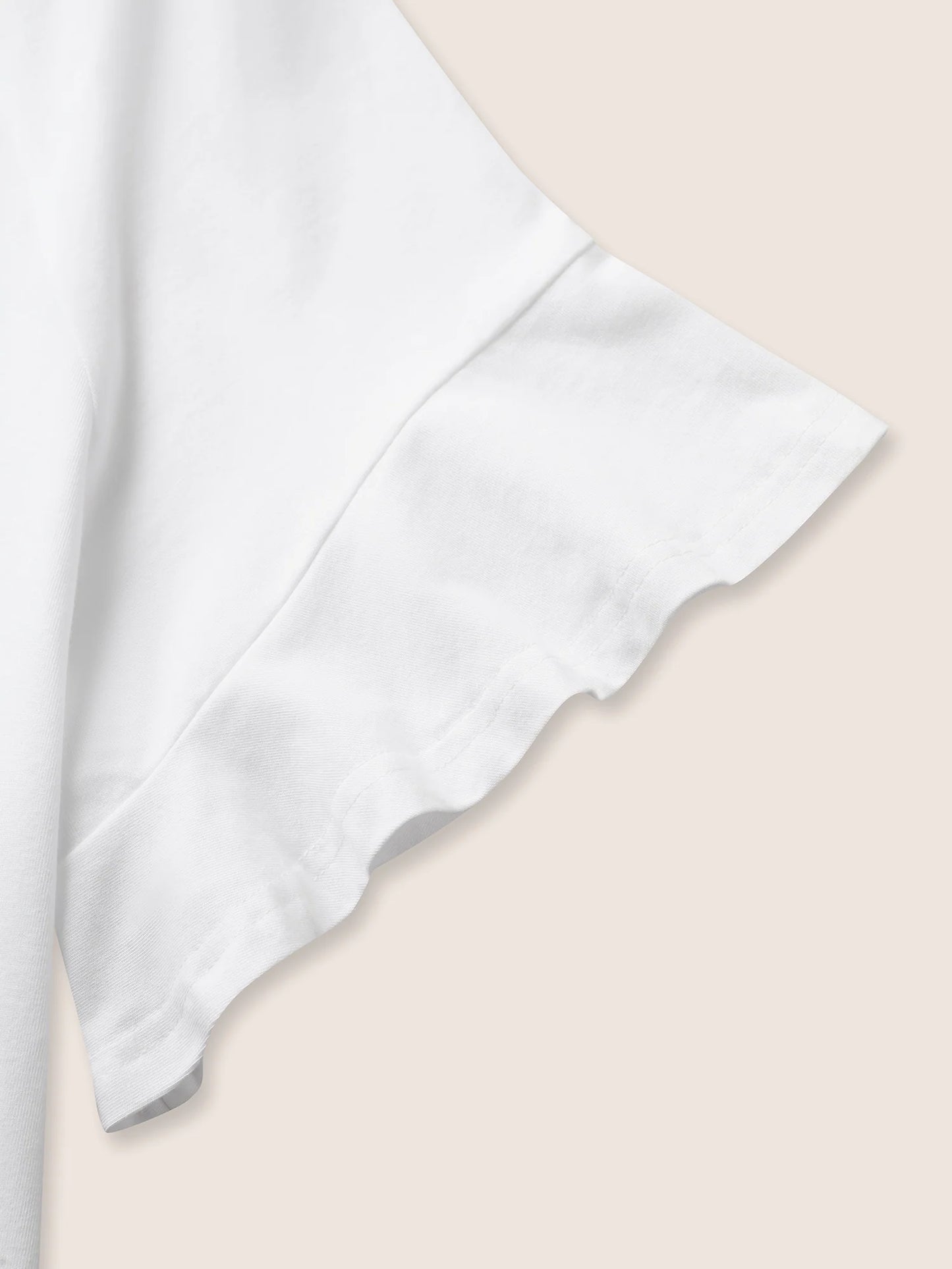 Cotton Round Neck Plain Patchwork Ruffles T-shirt