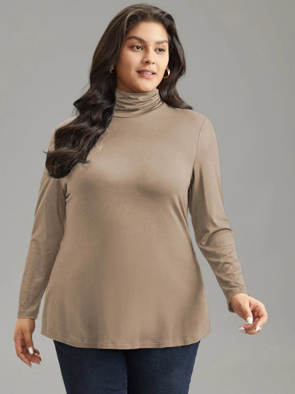 Supersoft Essentials Solid Funnel Neck Knit T-shirt