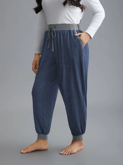 Contrast Drawstring Loungewear Bottoms