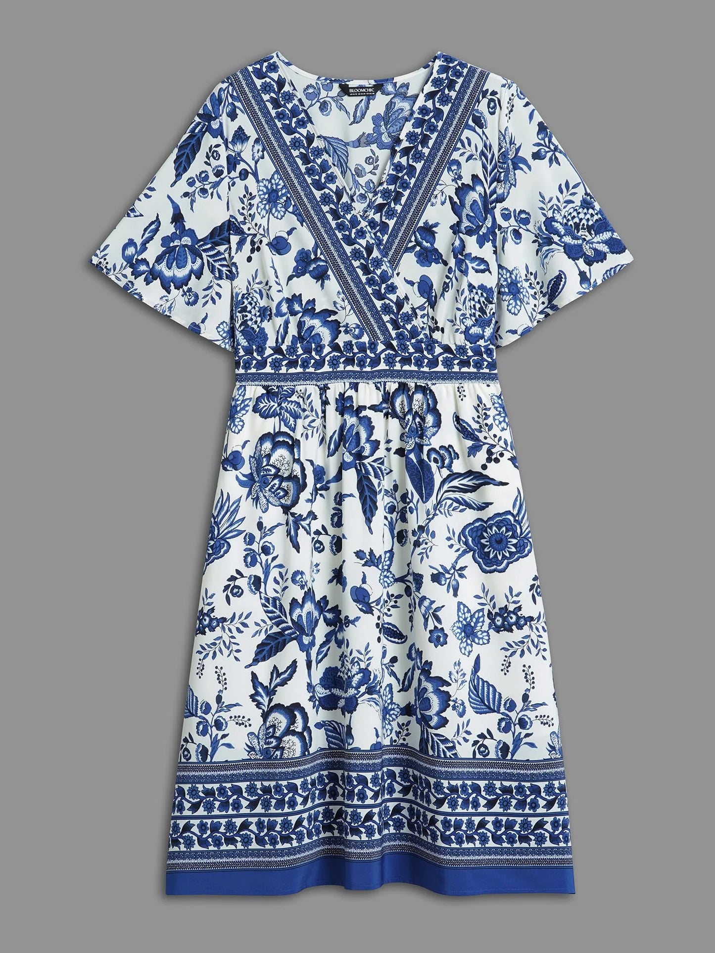Floral Print Wrap-Neck Pocket Midi Dress