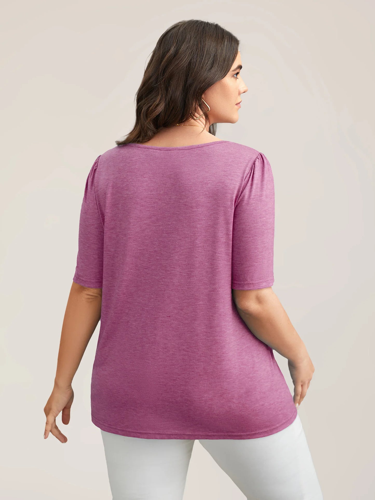 Seamed Round Neck Fitted T-Shirt