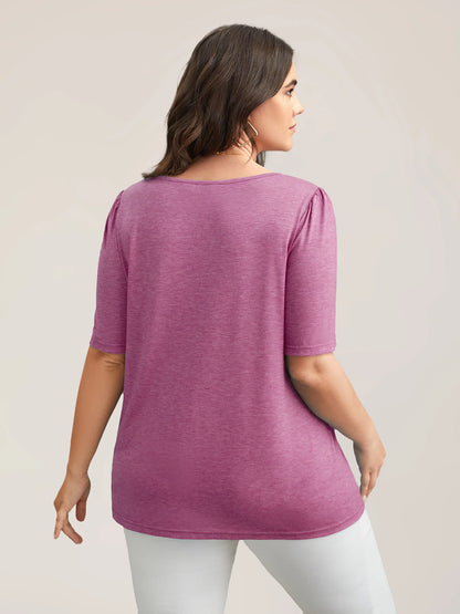 Seamed Round Neck Fitted T-Shirt