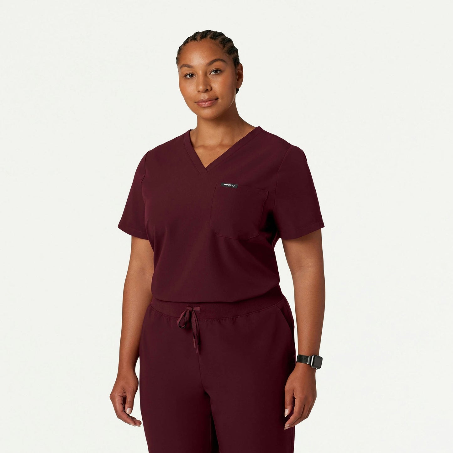 Rhena Essential 1-Pocket Scrub Top - Burgundy