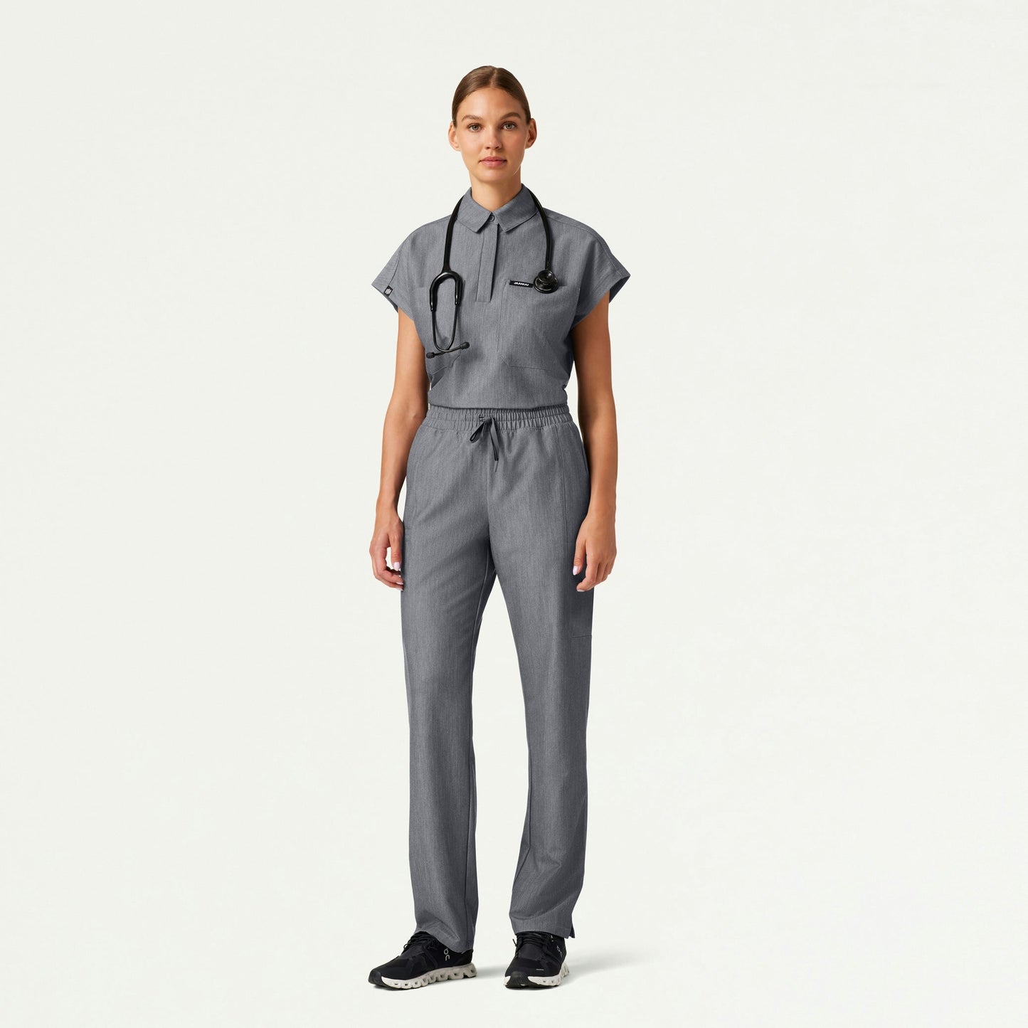 Acta Oversized 2-Pocket Scrub Top - Heather Gray