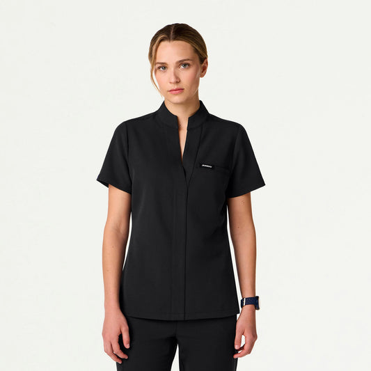 Serin Slim 1-Pocket Scrub Top - Black