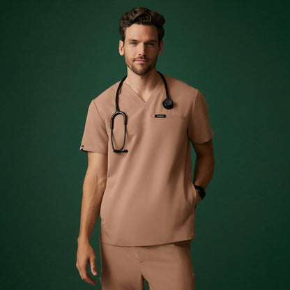 Platt 3-Pocket Scrub Top - Clay