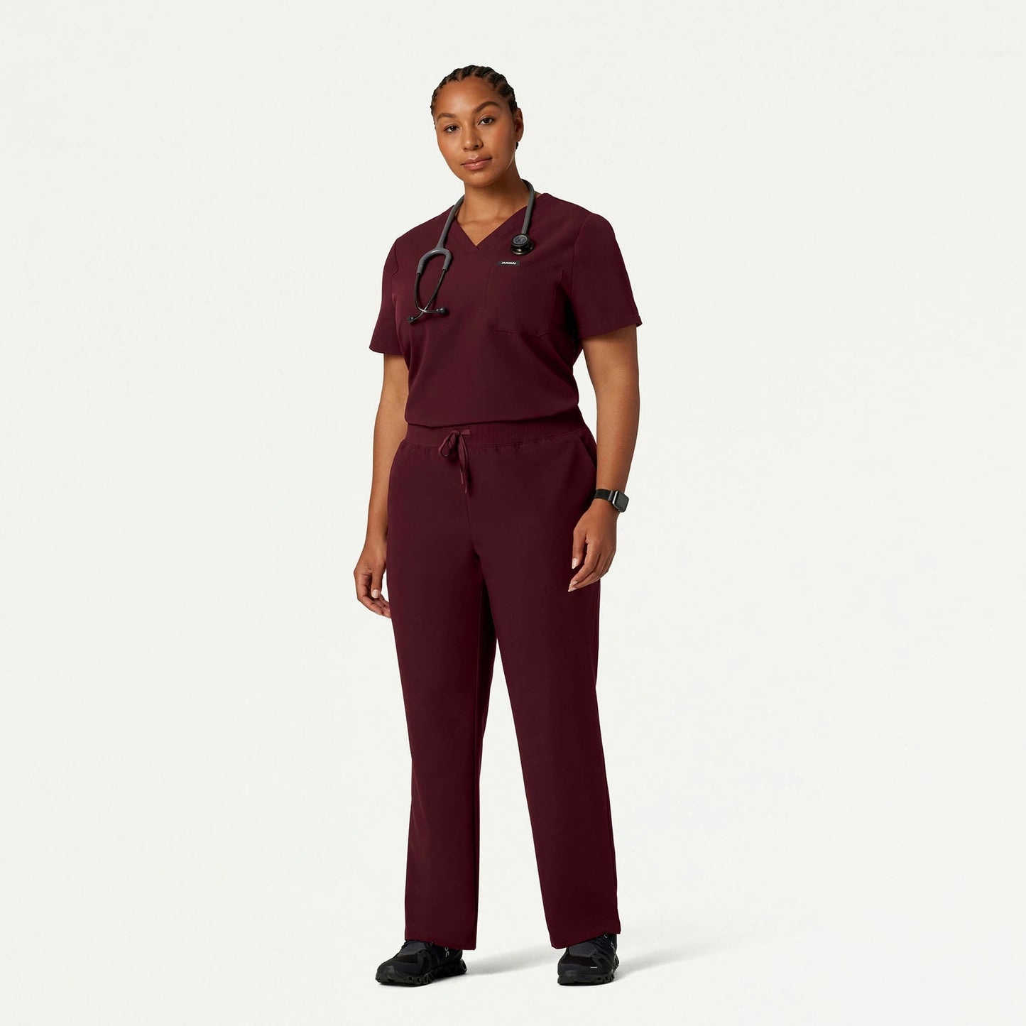 Rhena Essential 1-Pocket Scrub Top - Burgundy
