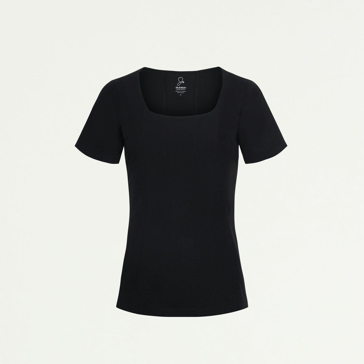 Emery Slim Square-Neck Scrub Top - Black