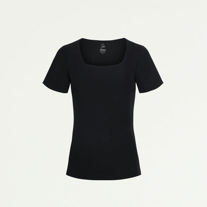 Emery Slim Square-Neck Scrub Top - Black