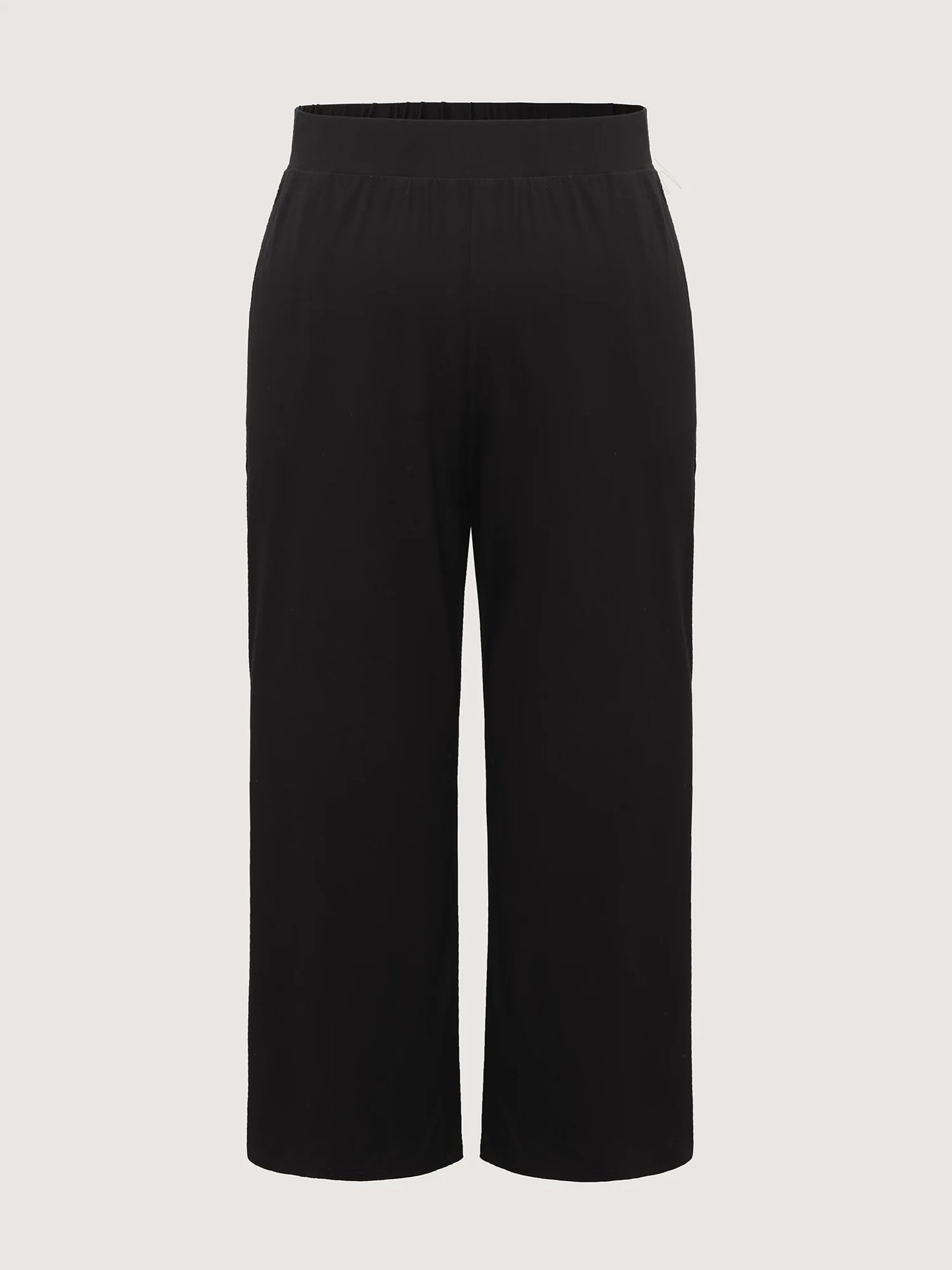 Solid Elastic Waist Wide Leg Lounge Bottoms