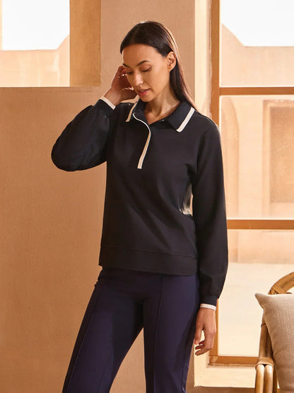 Crisp Couture Long Sleeve Polo Top UPF50+