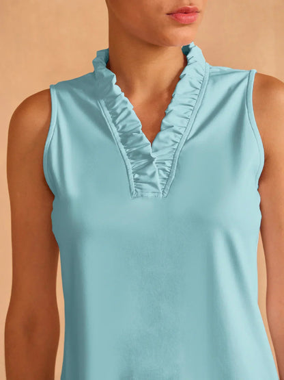 More Than Basic Ruffle V-Neck Tank Top UPF50+