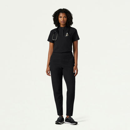 Savi Tuck-In Stand-Collar Scrub Top - Black