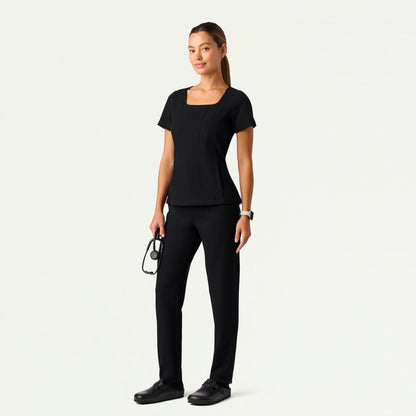 Emery Slim Square-Neck Scrub Top - Black